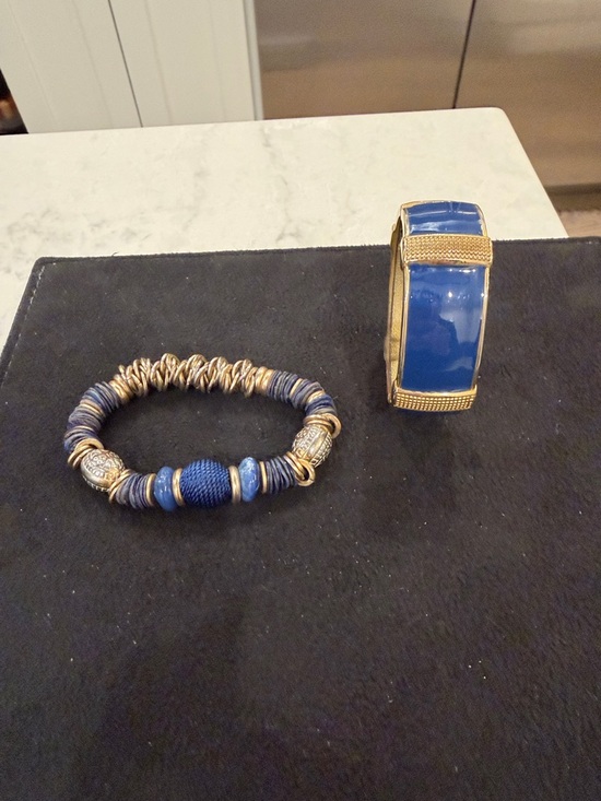 Chico's Jewelry - Chico's Blue Enamel and Gold-Tone Bracelet Duo